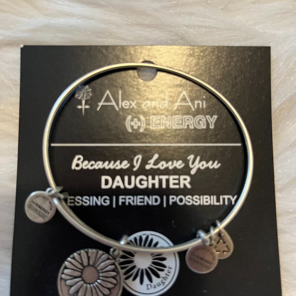 Alex and Ani Because I Love My Daughter Bangle Bracelet Silver